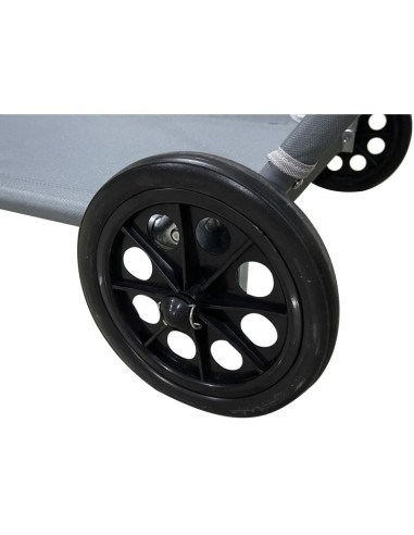 Leżak składany plażowy z daszkiem na kółkach 116x62x62-90cm szary