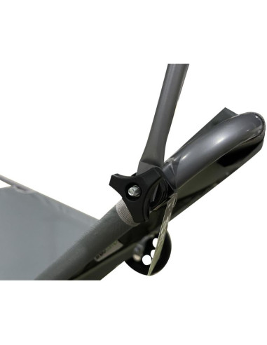 Leżak składany plażowy z daszkiem na kółkach 116x62x62-90cm szary