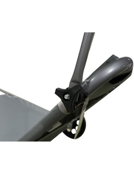 Leżak składany plażowy z daszkiem na kółkach 116x62x62-90cm szary