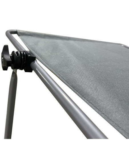 Leżak składany plażowy z daszkiem na kółkach 116x62x62-90cm szary