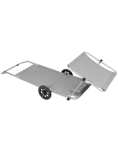 Leżak składany plażowy z daszkiem na kółkach 116x62x62-90cm szary