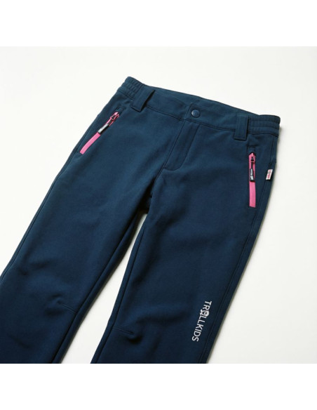 Spodnie softshellowe dziewczęce/chłopięce trollkids kids fjell softshell pant granatowe (117-114)