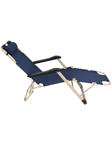 Fotel turystyczny wielopozycyjny garda z zagłówkiem granat - beż