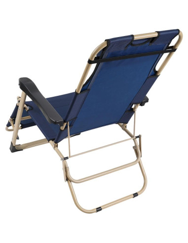 Fotel turystyczny wielopozycyjny garda z zagłówkiem granat - beż