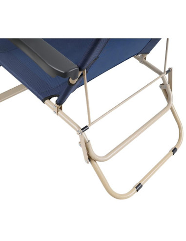 Fotel turystyczny wielopozycyjny garda z zagłówkiem granat - beż