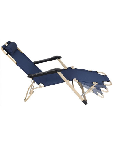 Fotel turystyczny wielopozycyjny garda z zagłówkiem granat - beż