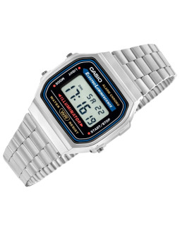 Zegarek casio a168wa unisex cyfrowy z bransoletą ze stali nierdzewnej, srebrny 2