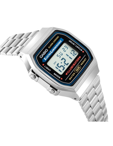 Zegarek casio a168wa unisex cyfrowy z bransoletą ze stali nierdzewnej, srebrny