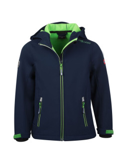 Kurtka softshellowa dziecięca trollkids kids trollfjord jacket navy/light green elementy odblaskowe granatowa (161-120)