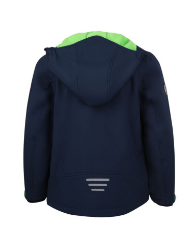 Kurtka softshellowa dziecięca trollkids kids trollfjord jacket navy/light green elementy odblaskowe granatowa (161-120)