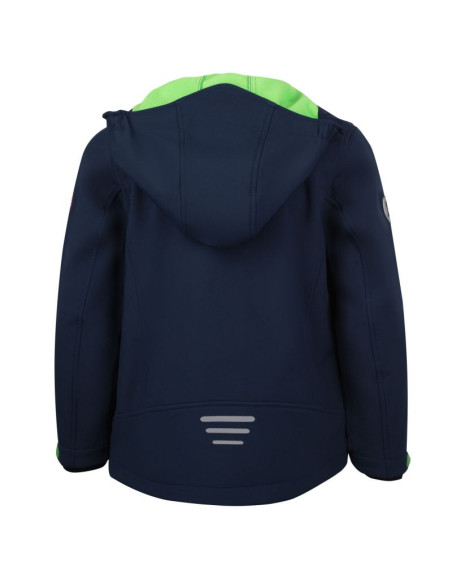 Kurtka softshellowa dziecięca trollkids kids trollfjord jacket navy/light green elementy odblaskowe granatowa (161-120)