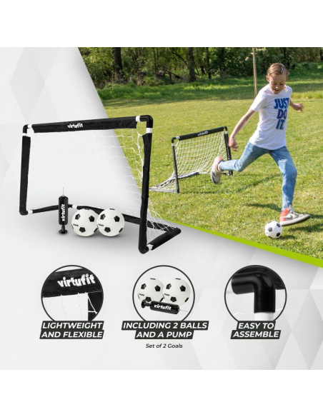 Virtufit zestaw bramek do piłki nożnej dla dzieci z 2 piłkami i pompką - bramki do piłki nożnej - 92