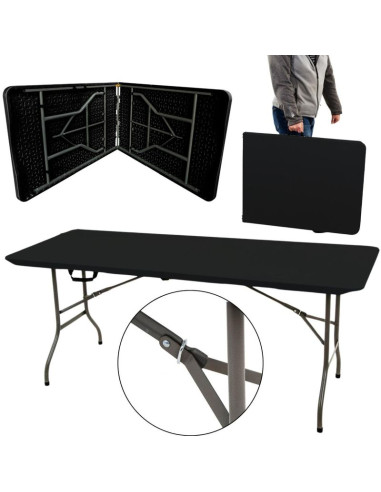 Stół cateringowy składany w walizkę 180x70x74cm max.100kg czarny