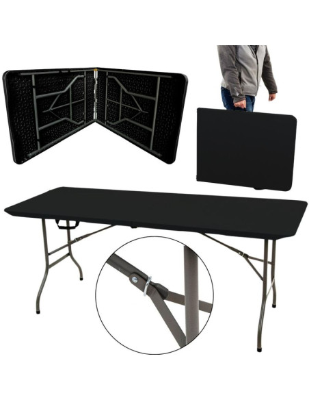 Stół cateringowy składany w walizkę 180x70x74cm max.100kg czarny