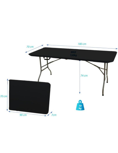 Stół cateringowy składany w walizkę 180x70x74cm max.100kg czarny