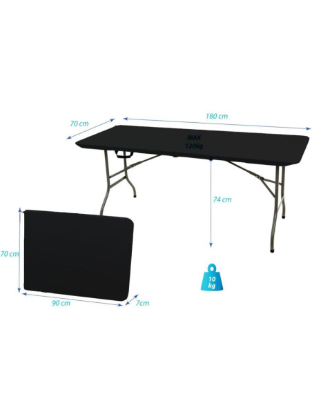 Stół cateringowy składany w walizkę 180x70x74cm max.100kg czarny