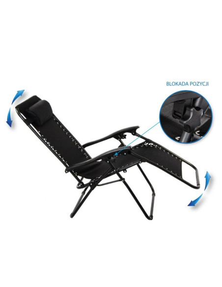Leżak ogrodowy składany wielofunkcyjny z zagłówkiem  bliss czarny