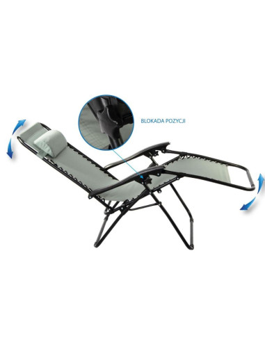 Leżak ogrodowy składany wielofunkcyjny z zagłówkiem  bliss szary