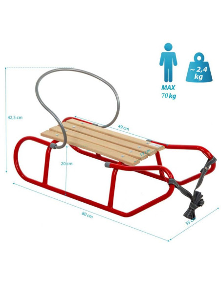 Sanki metalowe tomek z oparciem czerwone