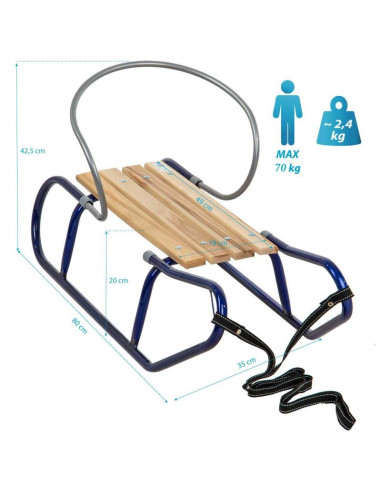 Sanki metalowe tomek z oparciem niebieskie