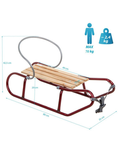 Sanki metalowe tomek z oparciem bordowe