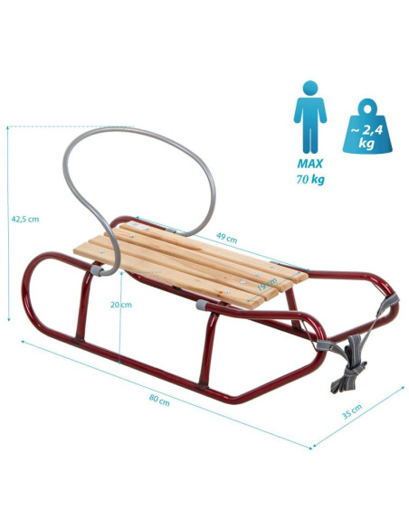 Sanki metalowe tomek z oparciem bordowe