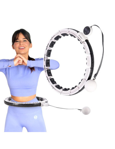 Hula hop hms hhm16 z magnesem i obciążeniem biały + licznik