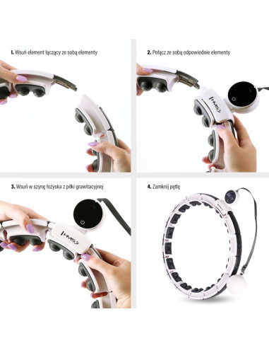 Hula hop hms hhm16 z magnesem i obciążeniem biały + licznik