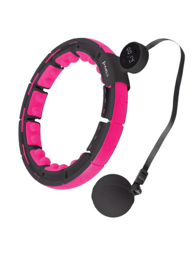 Hhm16 hula hop black/pink z magnesami i obciążnikiem + licznik hms
