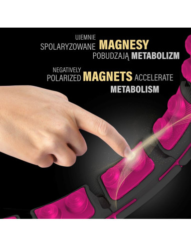 Hhm16 hula hop black/pink z magnesami i obciążnikiem + licznik hms