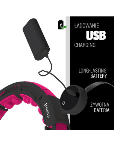 Hhm16 hula hop black/pink z magnesami i obciążnikiem + licznik hms