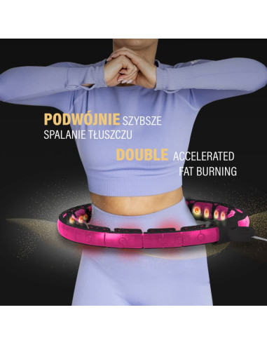 Hhm16 hula hop black/pink z magnesami i obciążnikiem + licznik hms