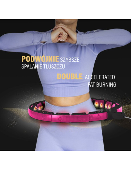 Hhm16 hula hop black/pink z magnesami i obciążnikiem + licznik hms