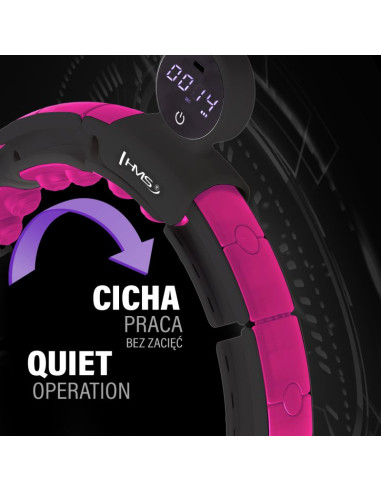 Hhm16 hula hop black/pink z magnesami i obciążnikiem + licznik hms