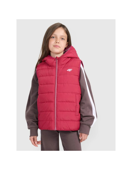 Bezrękawnik puchowy z wypełnieniem syntetycznym dziewczęcy 4f 4fjraw25tvjaf322-54s