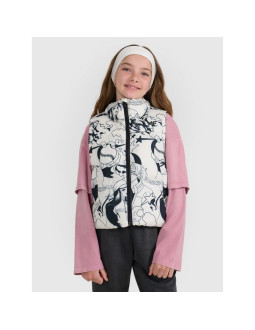 Bezrękawnik puchowy z wypełnieniem syntetycznym dziewczęcy 4f 4fjraw25tvjaf320-11a