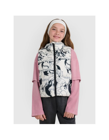 Bezrękawnik puchowy z wypełnieniem syntetycznym dziewczęcy 4f 4fjraw25tvjaf320-11a