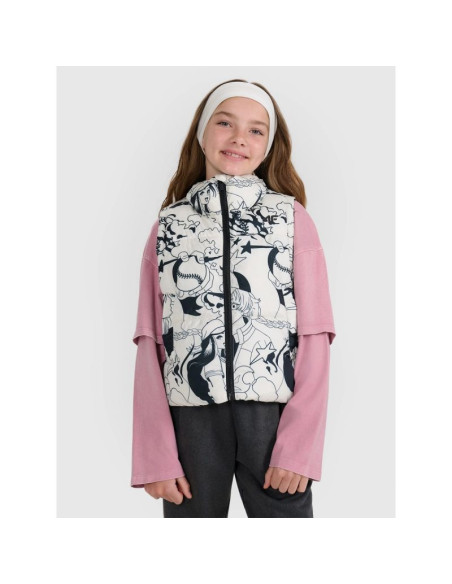 Bezrękawnik puchowy z wypełnieniem syntetycznym dziewczęcy 4f 4fjraw25tvjaf320-11a