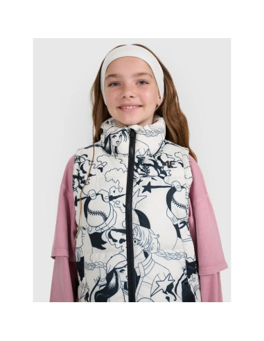 Bezrękawnik puchowy z wypełnieniem syntetycznym dziewczęcy 4f 4fjraw25tvjaf320-11a