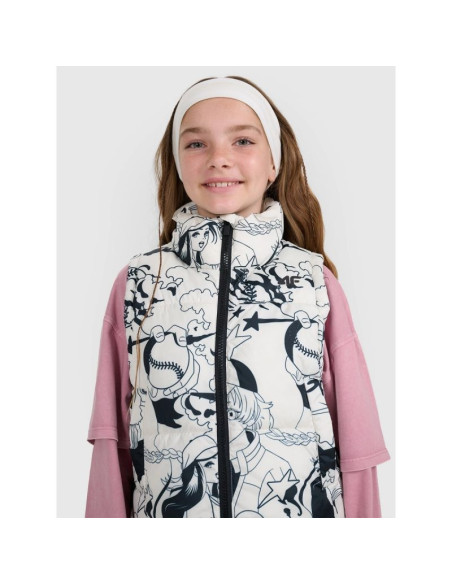 Bezrękawnik puchowy z wypełnieniem syntetycznym dziewczęcy 4f 4fjraw25tvjaf320-11a