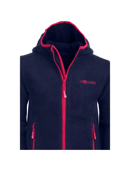 Kurtka polarowa dziewczęca trollkids girls mandal jacket z kapturem dla dziewczynki granatowa (358-114)