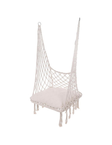 Hamak ażurowy fotel wiszący bocianie gniazdo 60x60x150cm z poduszką ecru