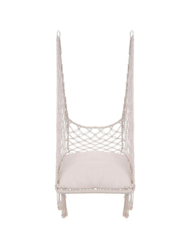 Hamak ażurowy fotel wiszący bocianie gniazdo 60x60x150cm z poduszką ecru