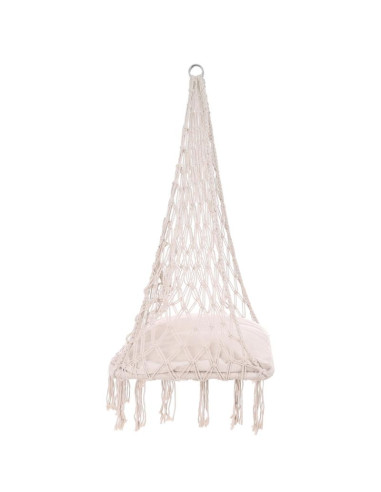 Hamak ażurowy fotel wiszący bocianie gniazdo 60x60x150cm z poduszką ecru