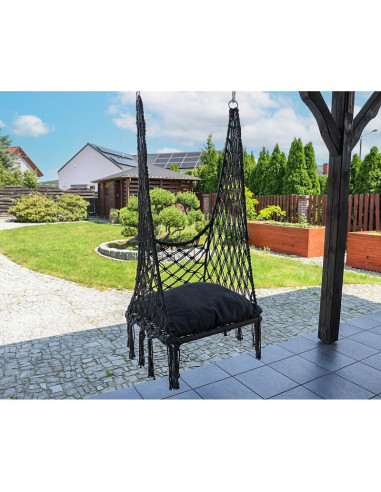 Hamak ażurowy fotel wiszący bocianie gniazdo 60x60x115cm z poduszką ciemno szary