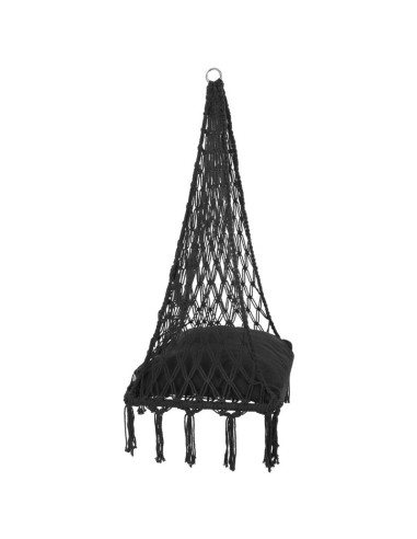 Hamak ażurowy fotel wiszący bocianie gniazdo 60x60x115cm z poduszką ciemno szary