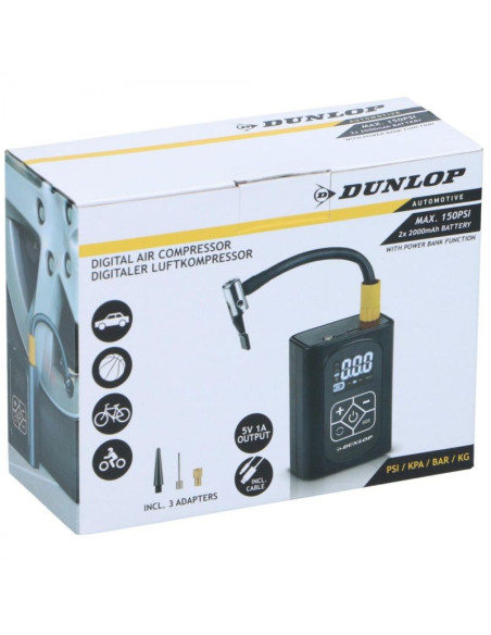 Kompresor samochodowy dunlop 150 psi cyfrowa sprężarka z funkcją powerbank