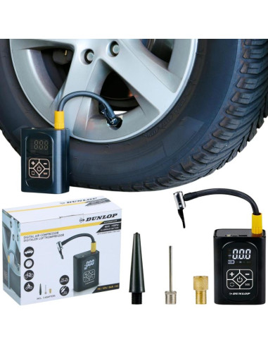 Kompresor samochodowy dunlop 150 psi cyfrowa sprężarka z funkcją powerbank