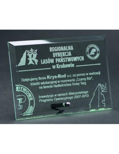 Trofeum szklane grawerowane