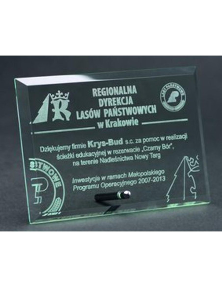 Trofeum szklane grawerowane